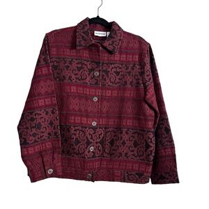 Breckenridge Women’s Button Up Tapestry Red Jacket in Size Small